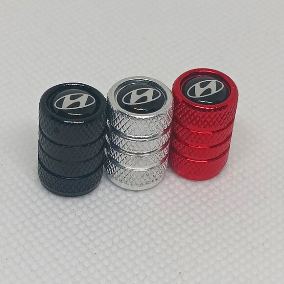 HYUNDAI TIRE CAPS UNIVERSAL AIR VALVE STEM CAPS 4 INCLUDED PER PACK - Picture 1 of 4